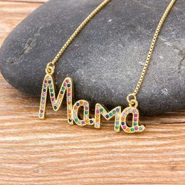 Pendant Necklaces Dome Cameras Elegant Mother's Day Gift MaMa Letter Name Pendant Chain Necklaces Copper Cubic Zirconia Necklace Jewelry Gift for Women AA230428