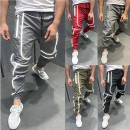 Pants Autumn Soft Shell Jogger Pants Men's Sweatpants Waterproof Trousers Fleece Lined Bottoms Reflective Night Light Winter Men Pant