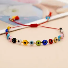 Strand Beach Storm Simia Mixed Colour Glass Round Eyes Small Tassel Unisex Bracelet