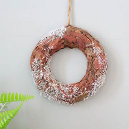 Decorative Flowers D9" Xmas Pine Cone Wreath Rustic Home Decoration Christmas Candle Ring Ornaments Festival Party Hanging Table