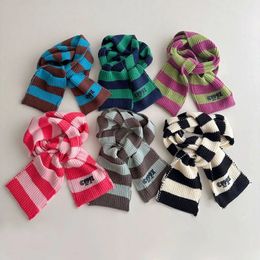 Scarves Wraps Children Knitted Scarf For Boys Girls Stripes Autumn Winter Toddler Baby Warm Shawl Wrap Kids Neck Collar Infant Accessories 231127