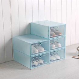 Boxes Bins Stackable Organiser Dustproof Transparent Box Container Storage Drawer Shoe With Lid Flip-Type Shoes W0428