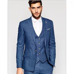 Men's Suits 2023 Latest Coat Pant Design Navy Blue Men Suit Casual Slim Fit 3 Piece Wedding Tuxedo Custom Groom Blazer Terno Masculino