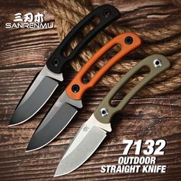 Messen SANRENMU 7132 Fixed Blade Knife With Sheath Outdoor Straight Knife Camping Hunting Survival Tactical Edc Portable Tool knives