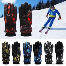 Children's Mittens Fashion Kids Winter Warm Gloves Thicken Snow Mittens Adjustable Warm Gloves Unisex Waterproof Ski Mittens for Boys Girls