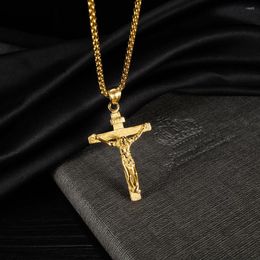 Pendant Necklaces Cross Necklace For Women Men Stainless Steel Chains Choker Religion Christian Jesus Pendants Jewellery Prayer Baptism Gifts