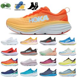 Hoka Running Shoes Men Women Bondi 8 Carbono x 2 âmbar amarelo Triplo Goblin Blue Sneakers Sports Absorção Lilac Mármore andando rosa clássico 2023 treinadores