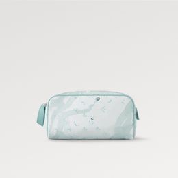 Explosion Women's bags M82337 Dopp Kit men toiletry bag Aquagarden canvas 3D water drops blossoms seaweed zip washable crystal blue cowhide silver flap large