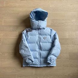 fashion Trapstar Down Jacket Men's Ice Lake Blue Colour Hat Detachable Drill Uk American Style 688sss 2023