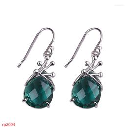 Stud Earrings KJJEAXCMY Boutique Jewellery S925 Sterling Silver Faceted Women's Green Crystal Drops