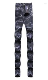 Men039s Jeans Men Tie Dye Purple Stretch Denim Trendy Holes Ripped Pants Plus Size Slim Straight Trousers2047688