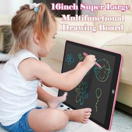 Drawing Painting Supplies 16inch Children Magic Blackboard LCD Tablet Toys For Girls Gifts Digital Notebook Big Size Message Board Writing Pad 231127