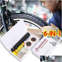 Car Badges Bike Tire Repair Tool Set Flat Patch Rubber Glue For Motorcycle Mountain Road Inner Tube Puncture Kits Drop Delivery Automo Dhap1