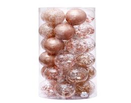 6cm Rose Gold Christmas Tree Balls Plastic Clear Ball Ornament Decoration for Xmas Tree Decor Natal Navidad 2022 Year 24Pack 211107465592