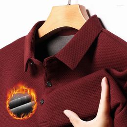 Men's Polos 2023 Fall Winter High End Plus Velvet Polo Shirt Men Clothing Business Shirts For Thick Fleece Homme Casual T-Shirt