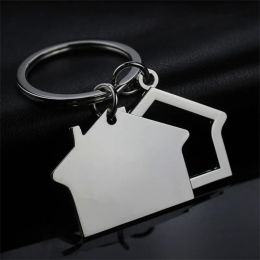 Metal House Key Chain Simple House Car Key Chain Custom LOGO Creative Gift LL