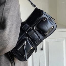 Evening Bags Y2K Korean Women Harajuku Vintage Gothic Black Hand Bag Aesthetic Elegant Punk Wallet Purse Handbags Shoulder Trend Tote