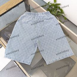 xinxinbuy Men women designer Shorts pant Double letter jacquard fabric Denim cotton Spring summer brown blue M-2XL