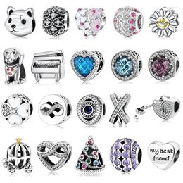 Loose Gemstones Heart Of The Ocean 925 Sterling Silver Piano Table Shinning CZ Flower Beads Fit Original European Charms Bracelet Jewellery