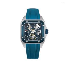 Wristwatches BODERRY Men Automatic Watch 42MM Titanium Square Mechanical Wristwatch 100m Waterproof Sapphire BGW9 Luminous Fluororubber