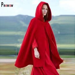 Men's Wool Blends Prowow Fashion Women Cloak Outerwear Windproof Hooded Loose Style Fall Winter Coat Woollen Female Tops Clothes Abrigos Mujer 231128
