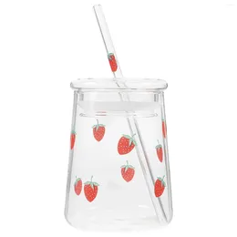 Wine Glasses Glass Cup Espresso Cups Milk Coffee Strawberry Water Bottle Clear Tumblers With Lid Mugs For Fresh