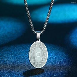 Pendant Necklaces Todorova Punk Stainless Steel Oval Coin Disc Medallion Necklace For Women Men Trendy Jewellery Birthday Gift