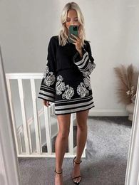 Casual Dresses Boho Inspired Black Embroidery Dress Bell Sleeve O-neck Mini Spring Autumn Streetwear Elegant