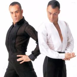 Stage Wear Latin Dance Tops For Males White Black Silk Satin Shirt Wears Men Bollywood Paso Professional Ballroom Jacket 6076