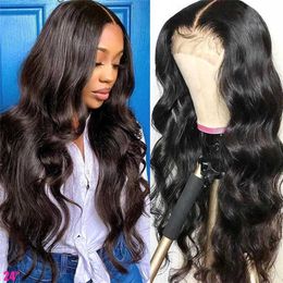 Synthetic Wig's Wig Mid Split Long Curled Black Wave Wig High Temperature Silk Head Cover