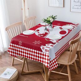 Table Cloth Christmas Red White Plaid Santa Kitchen Supplies Living Room Coffee Home Decor Dining Waterproof Tablecloth