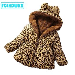 Jaquetas FCLHDWKK Crianças para meninas inverno primavera bebê casacos crianças leopard jaqueta casaco quente outerwear hoodies roupas 231128