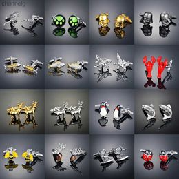 Cuff Links New Trendy Animal Cufflinks Men's Shirt Cuff French Button Custom Formal Dress Wedding Bridegroom Suit Sleeve Jewelry Gifts YQ231128