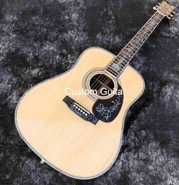 Custom Deluxe Abalone Binding Life Tree Inlay Solid Europe Spruce Top Acoustic Guitar