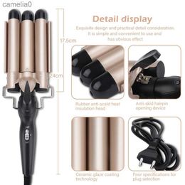 Hair Curlers Straighteners 3 Tubes Hair Curling Iron 25 32mm Electric Hair Curlers Wave Hair Style Triple Barrel Egg Roll Hair Styling Beauty Hair DeviceL231221