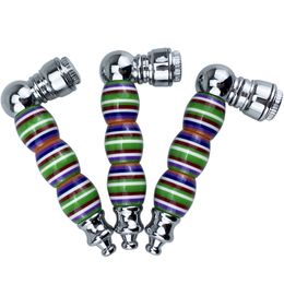 Latest Colourful Bead Zinc Alloy Pipes Portable Innovative Removable Philtre Smoking Tube Handpipe Dry Herb Tobacco Silver Screen Cap Bowl Cigarette Holder