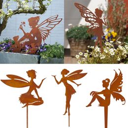 Garden Decorations Butterfly Fairy Metal Iron Craft Pendant Decoration Indoor and Outdoor Ornament Miniature Figurine Lawn Decorative 231127