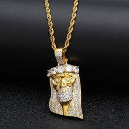 Pendant Necklaces Hip Hop CZ Zircon Paved Bling Iced Out JESUS Piece Pendants Necklace For Men Rapper Jewellery Gold Colour Drop NecklacesPenda