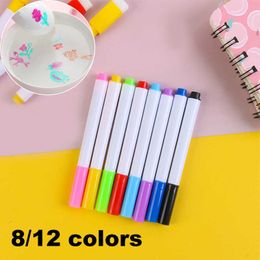 12pcscolor Brush Pens 5/12pc Colorful small Magical Painting Pen Water Floating erasable Doodle Kids student children Drawing Whiteboard Markers P230427