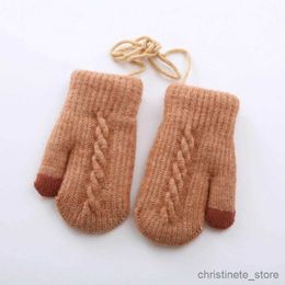 Children's Mittens Warm Knitted Gloves Stylish Neck Hanging Kids Knit Mittens for Toddlers Winter Gloves for Boys and Girls Durable Gift 2-5Years R231128