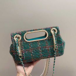 Designer top Luxuries Elegant Tote Women's Bag Crossbody Canvas Travel Clutch Pearl Gold Chain Green 25x12cm
