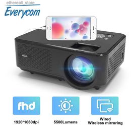 Projectors Everycom M8 1080P Mini LED Home Cinema Video Projector Full HD 5500 Lumens 5G WIFI Multiscreen SmartPhone LCD Pico Movie Beamer Q231128