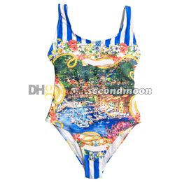 Flower Print Swimsuit Women One Piece Swimwear Quick Drying Swimming Wear Woman Luxury Swimsuits