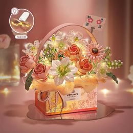 Christmas Toy Supplies LOZ building block flower rose toy Magic powder portable bouquet gift box series gifts for girls 231128