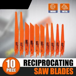 Zaagbladen 2021SEDY 10Pcs Reciprocating Saw Blades Set Electric Saw zall Hackzall Metal Wood 1/2" for Cutting Metal Materials