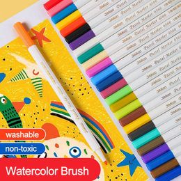 12pcs Brush s Metallic Colour Pastel Pairnt Marker Washable for Kids Fluorescent Blackboard Watercolour Pen Painting P230427