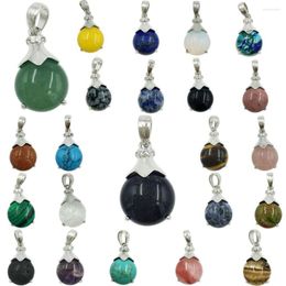 Pendant Necklaces Aventurine Tiger Eye Cherry Quartz Crystal Howlite Malachite Jaspe Goldstone Blue Sand Bead 1pcs WFH749