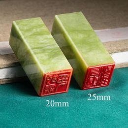 Stamping Green Jade Stone Calligraphy Signature Seals Stamp Study Abroad Japan Customized Square Name Stamps Seal Birthday Gifts 2022