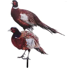 Garden Decorations 2Pcs Acrylic Pheasant Stake Decor Yard Sign Lawn Floor Stakes For Backyard
