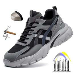 Boots Safety Shoes For Work Non Slip Platform Sneakers Breathable Steel Toe Cap AntiPuncture Indestructible Security Men 231128